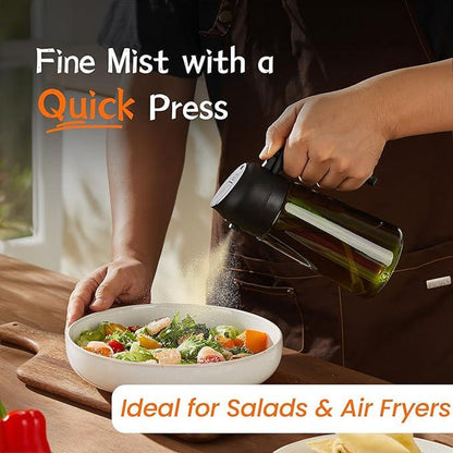 2025 Oil Sprayer for Cooking 2Pcs 2 in 1 Oil Dispenser and Sprayer Kitchen Gadgets 16Oz Dark Green Glass Oil Spray Bottle Light Blockage Perfect Kitchen Accessories Set Utensils